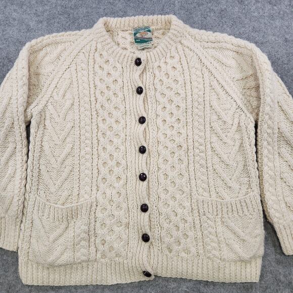 VTG Gaeltarra Sweater Womens Small Aran Fisherman Wool Handknit Ireland Cardigan - Picture 4 of 14